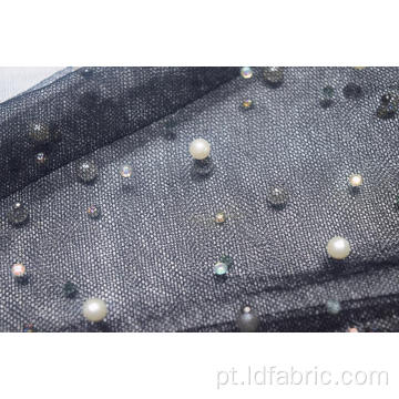 Tecido de malha de nylon com lulu e diamante